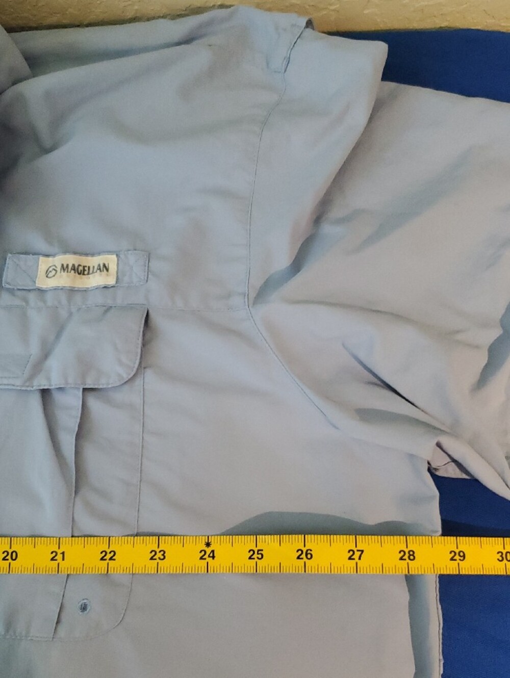 Lot of 2 Magellan Outdoors Fishing Shirts 3XL Light Blue Gingham Plaid Fish Gear - Picture 7 of 10